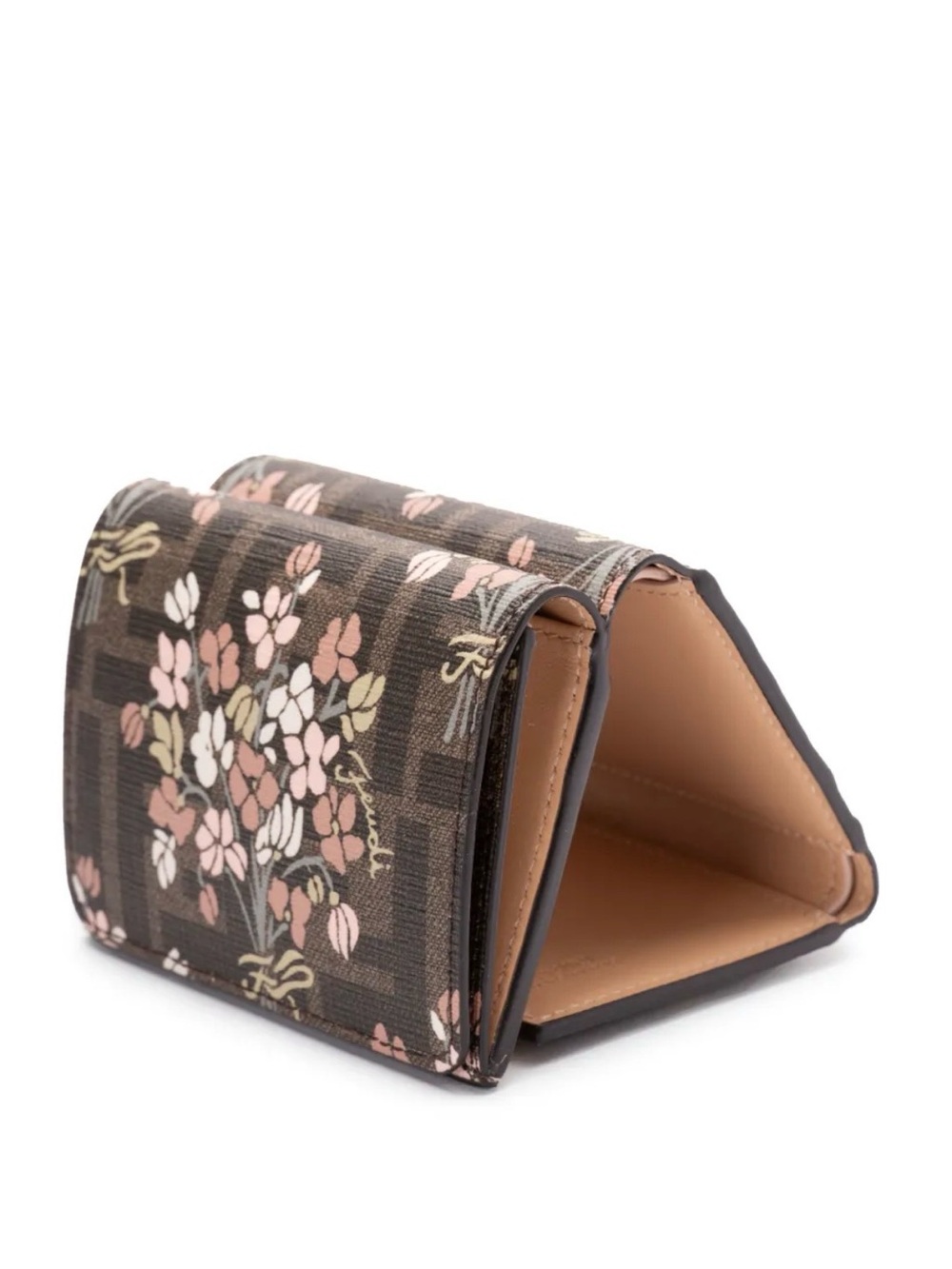 Fendi SS25 FF Tri-Fold Wallet Flower Bouquet 'Brown'